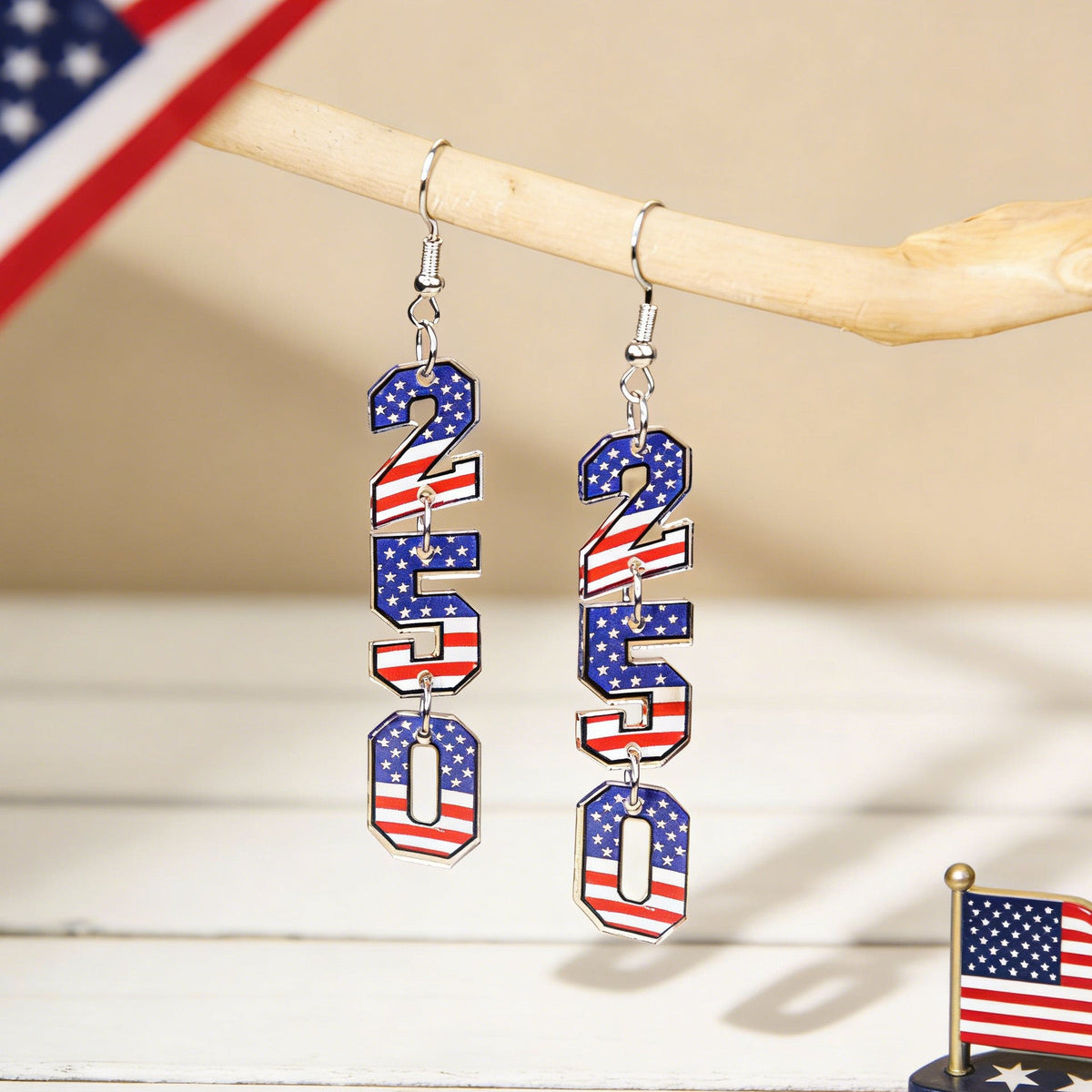 Flag Bowknot Pendant Hook Earrings — earrings, view 5