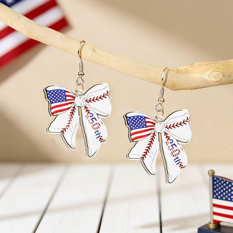 Flag Bowknot Pendant Hook Earrings — earrings, view 8