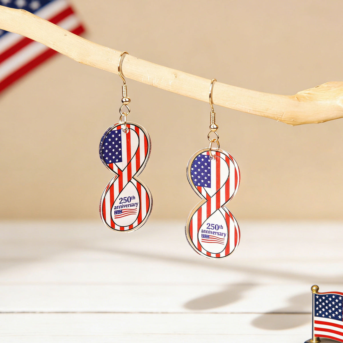 Flag Bowknot Pendant Hook Earrings — earrings, view 10