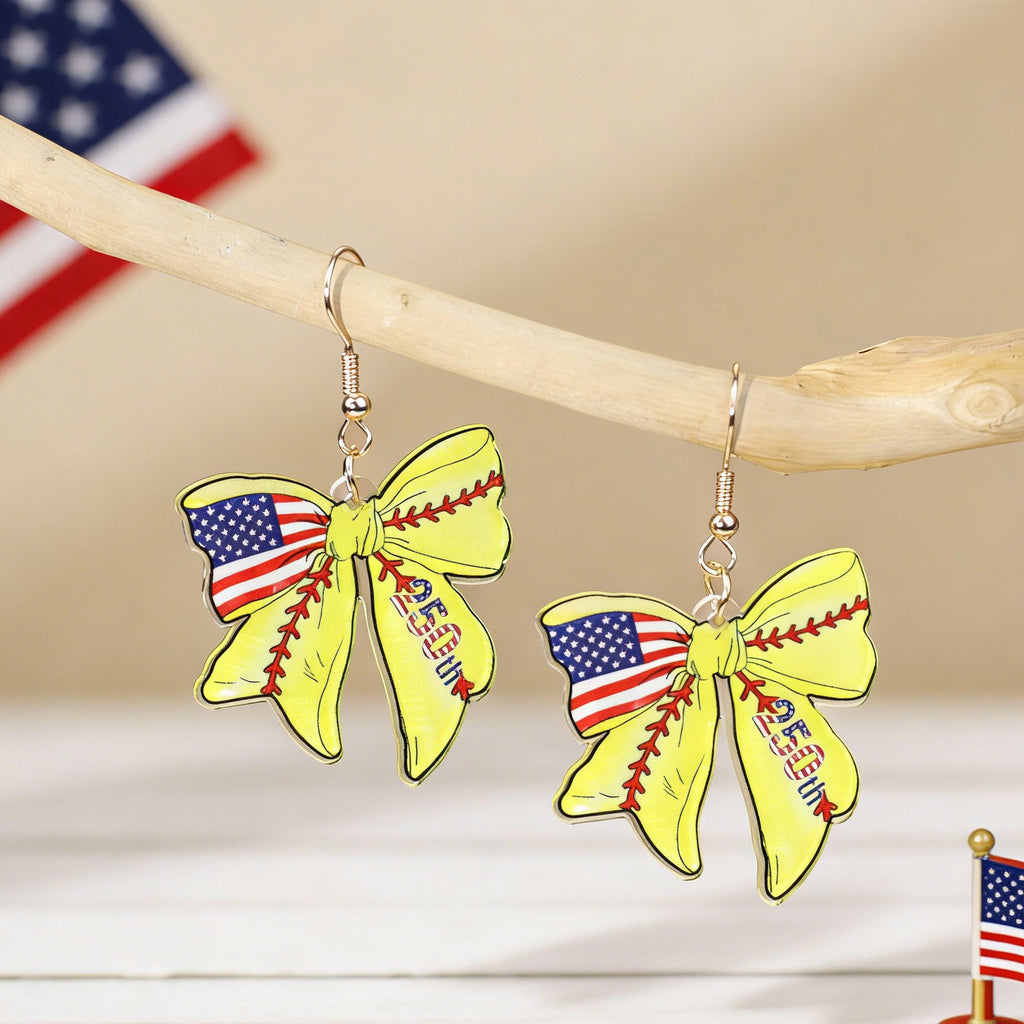 Flag Bowknot Pendant Hook Earrings — earrings, view 12
