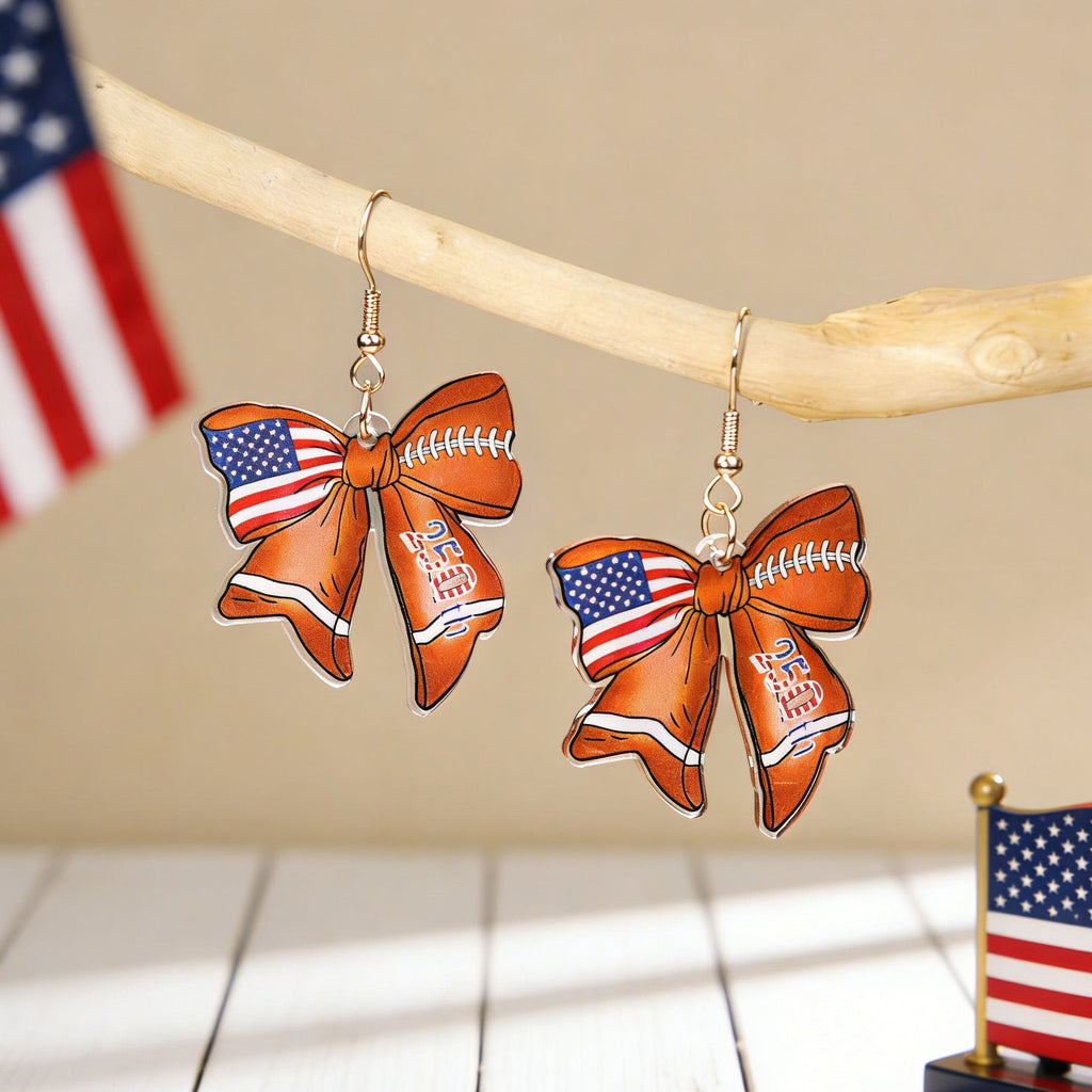 Flag Bowknot Pendant Hook Earrings — earrings, view 13