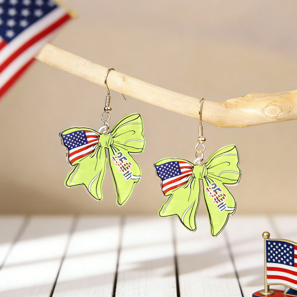 Flag Bowknot Pendant Hook Earrings — earrings, view 14