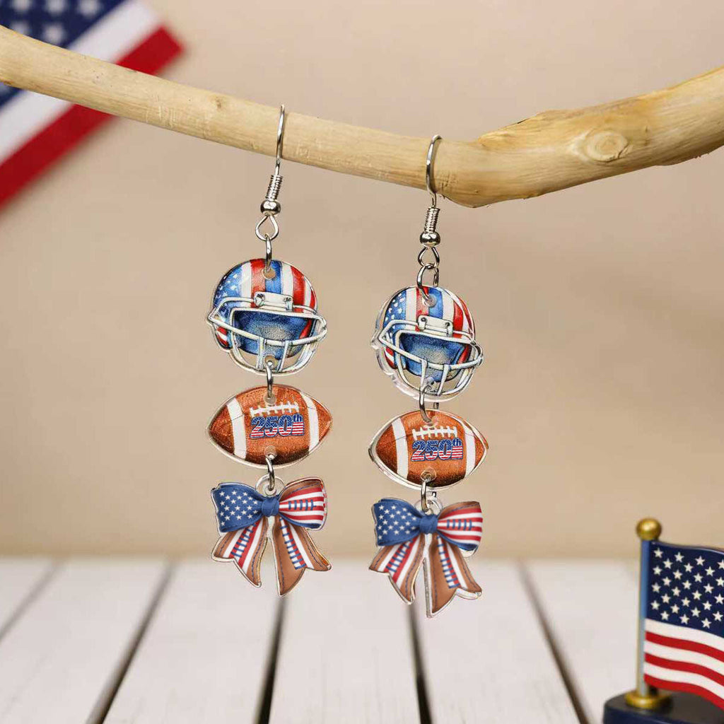 Flag Bowknot Pendant Hook Earrings — earrings, view 17
