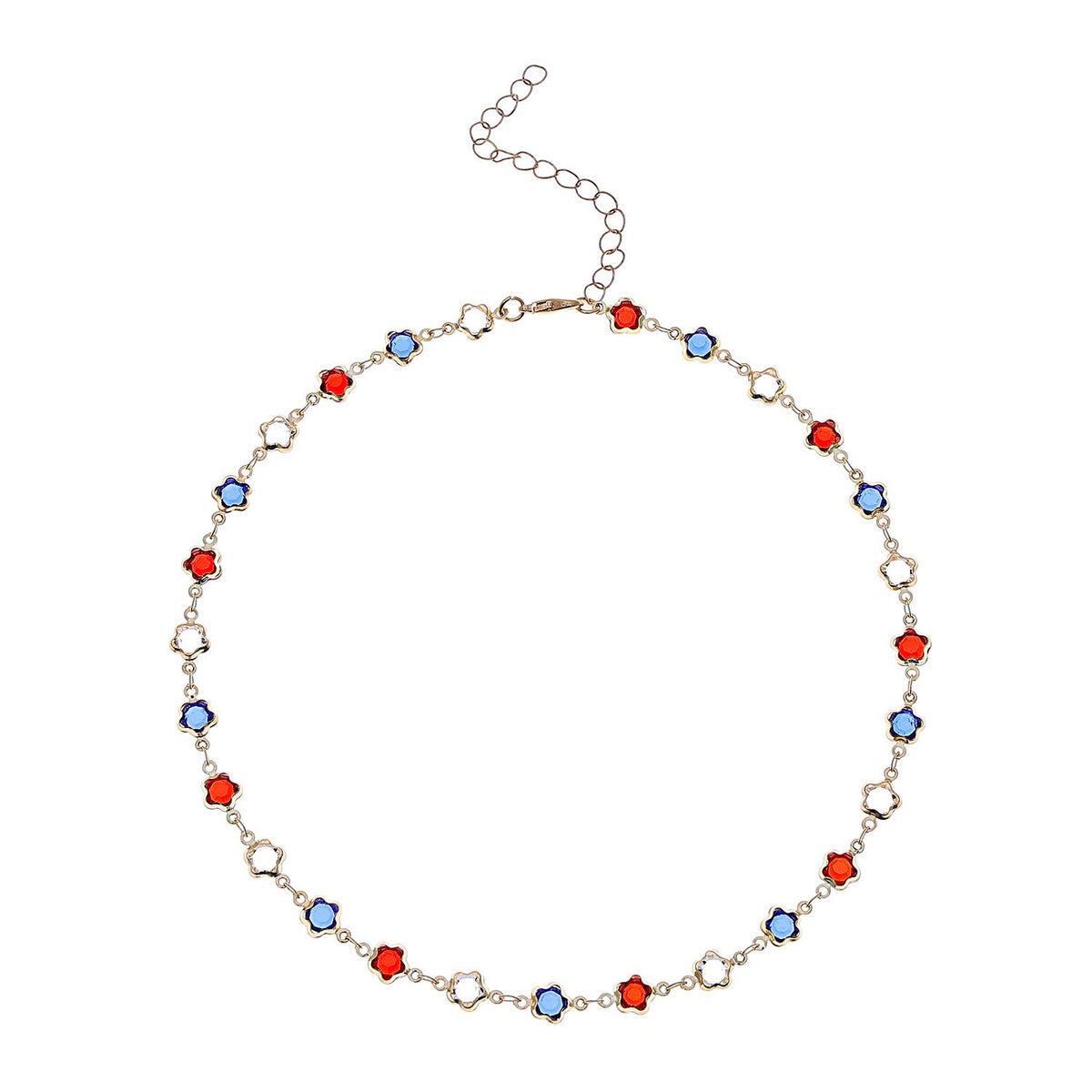 Rhinestone Floral Choker Necklace — necklace, view 4