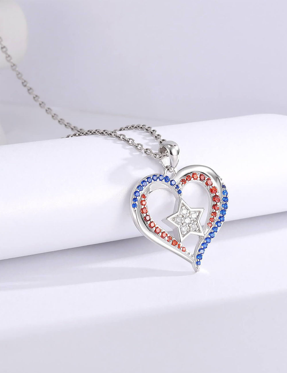 Rhinestone Star Heart Choker — silver necklace