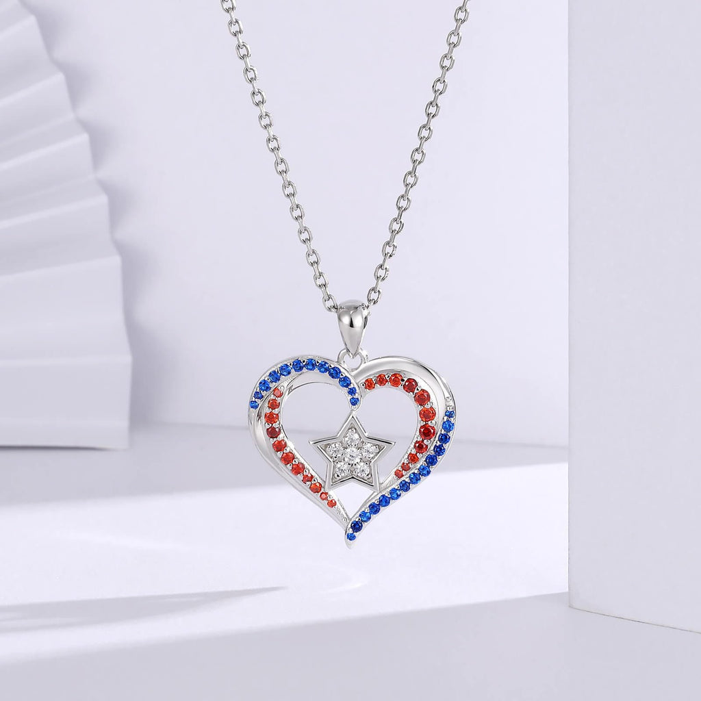 Rhinestone Star Heart Choker — silver necklace, view 2