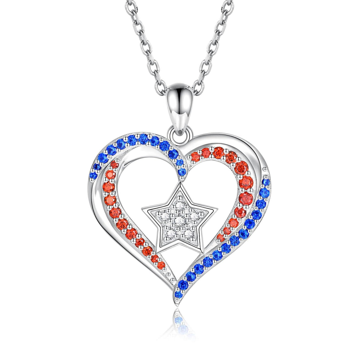 Rhinestone Star Heart Choker — silver necklace, view 3