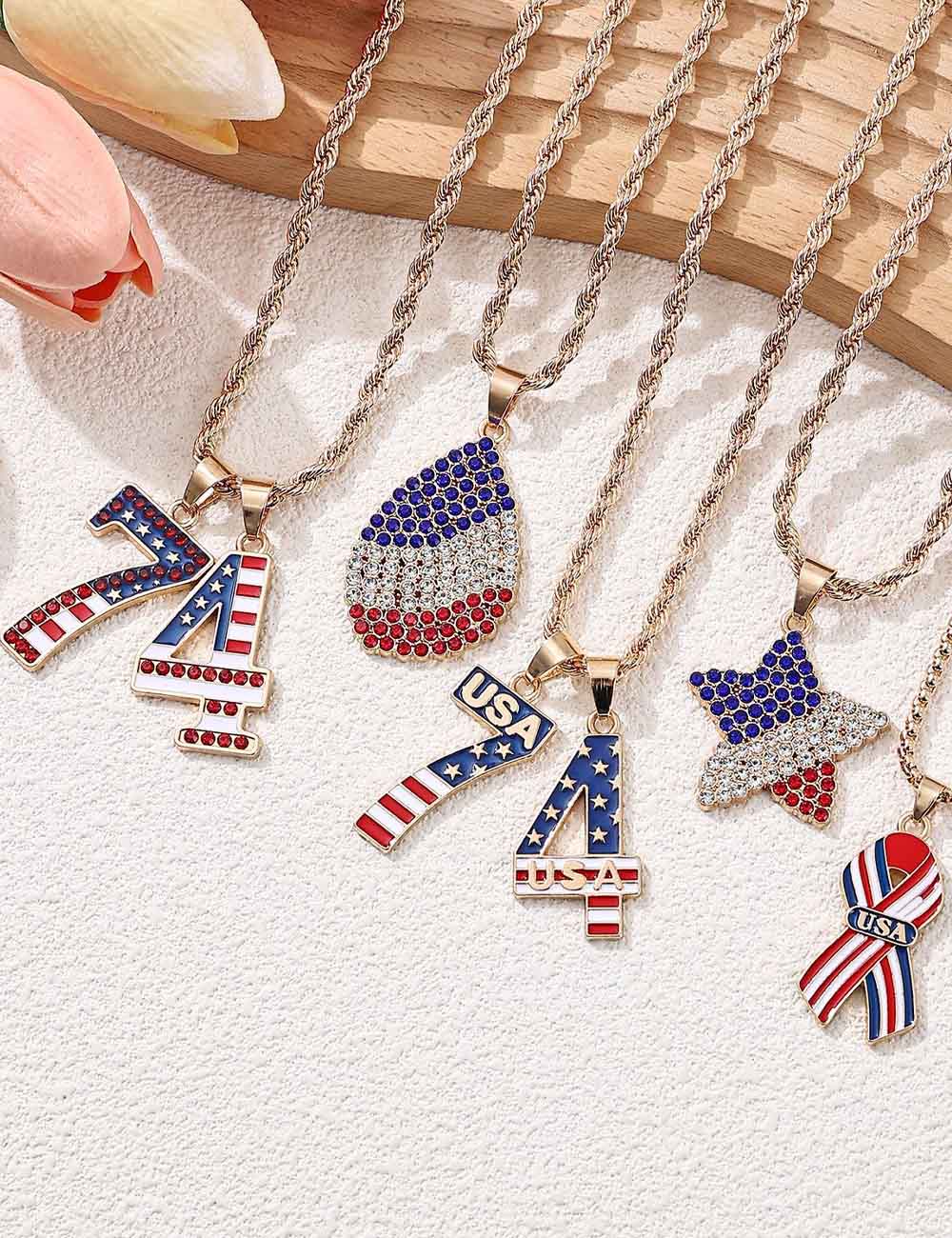 USA Flag Letter Pendant Necklace — necklace