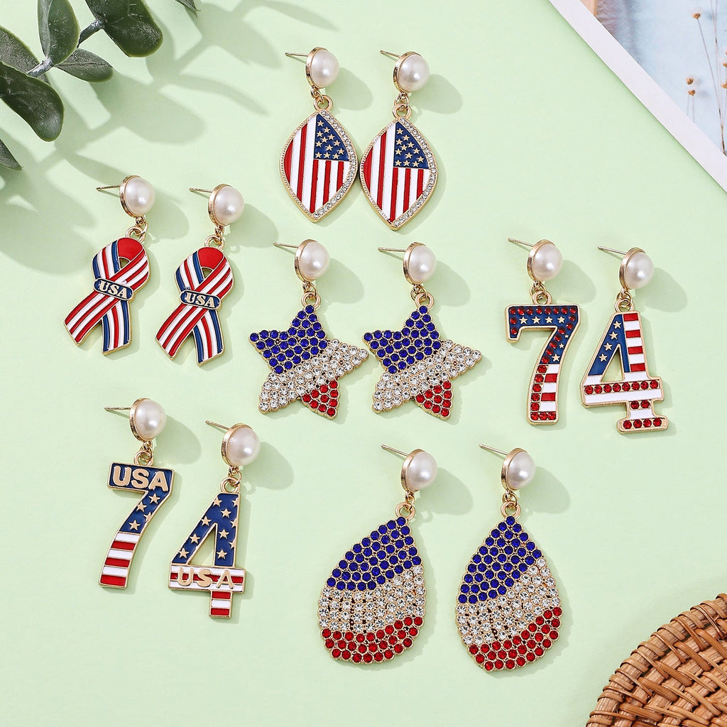 USA Flag Letter Pendant Necklace — necklace, view 2