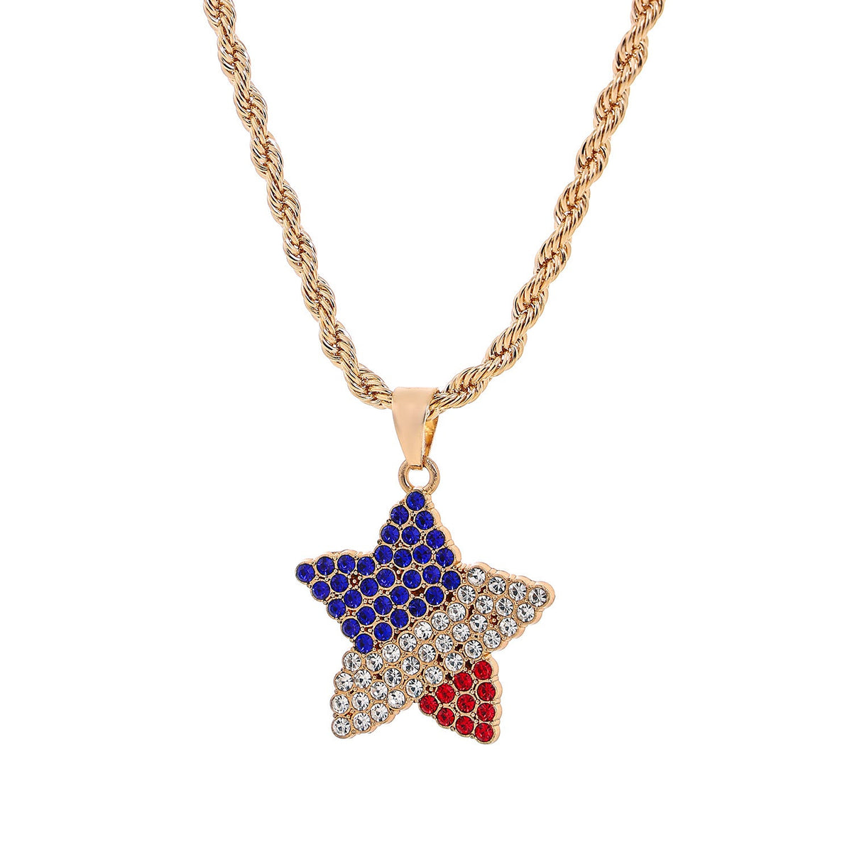 USA Flag Letter Pendant Necklace — necklace, view 4