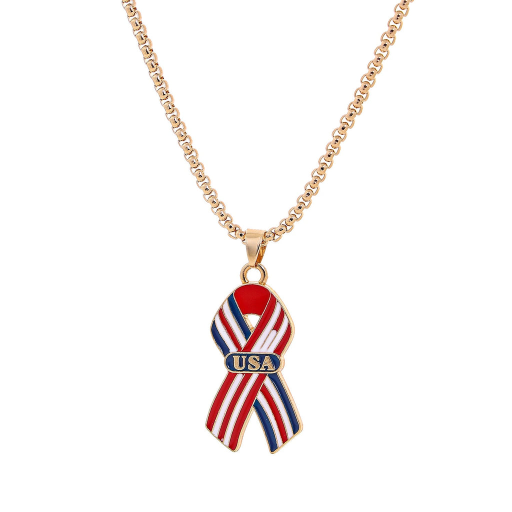 USA Flag Letter Pendant Necklace — necklace, view 7