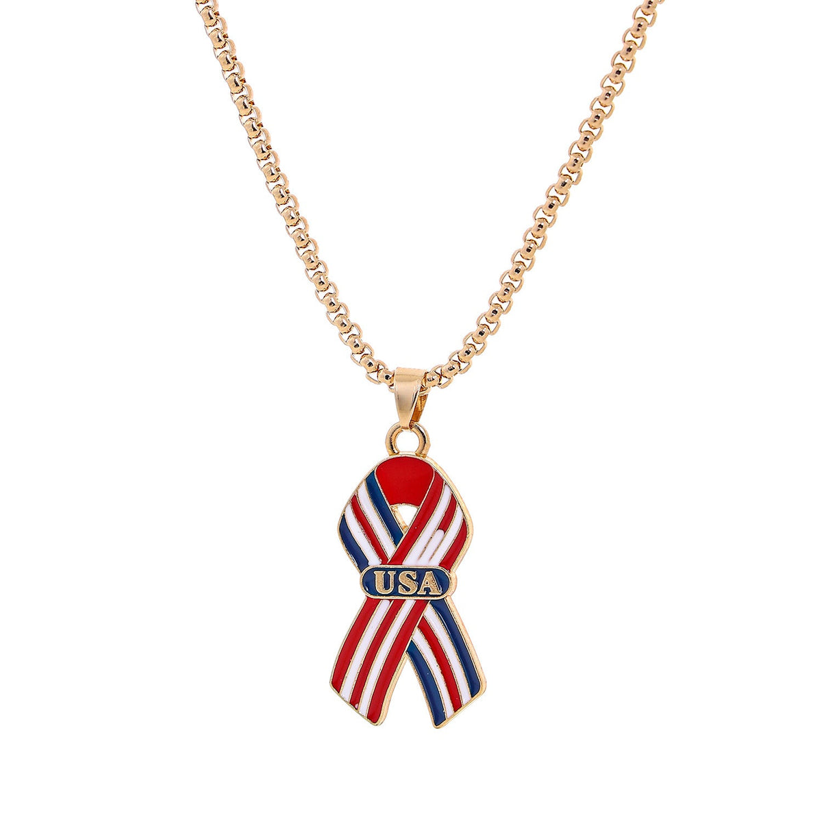 USA Flag Letter Pendant Necklace — necklace, view 7