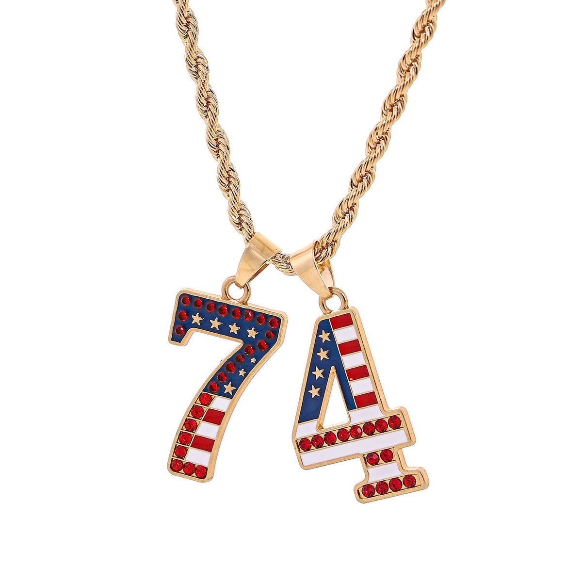 USA Flag Letter Pendant Necklace — necklace, view 8