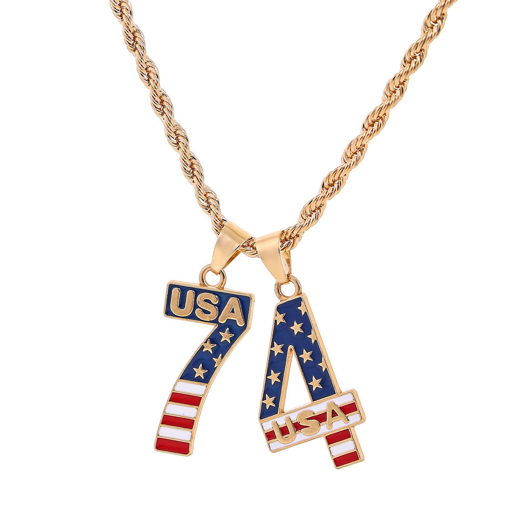 USA Flag Letter Pendant Necklace — necklace, view 9