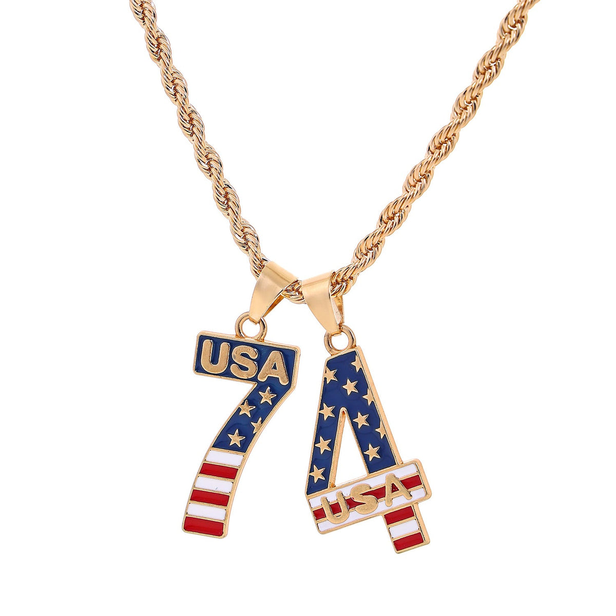 USA Flag Letter Pendant Necklace — necklace, view 9
