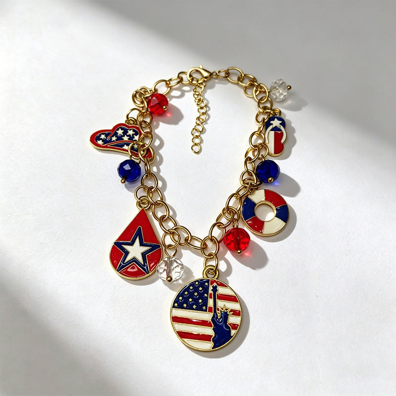 Flag Pattern Tassel Choker — necklace, view 2