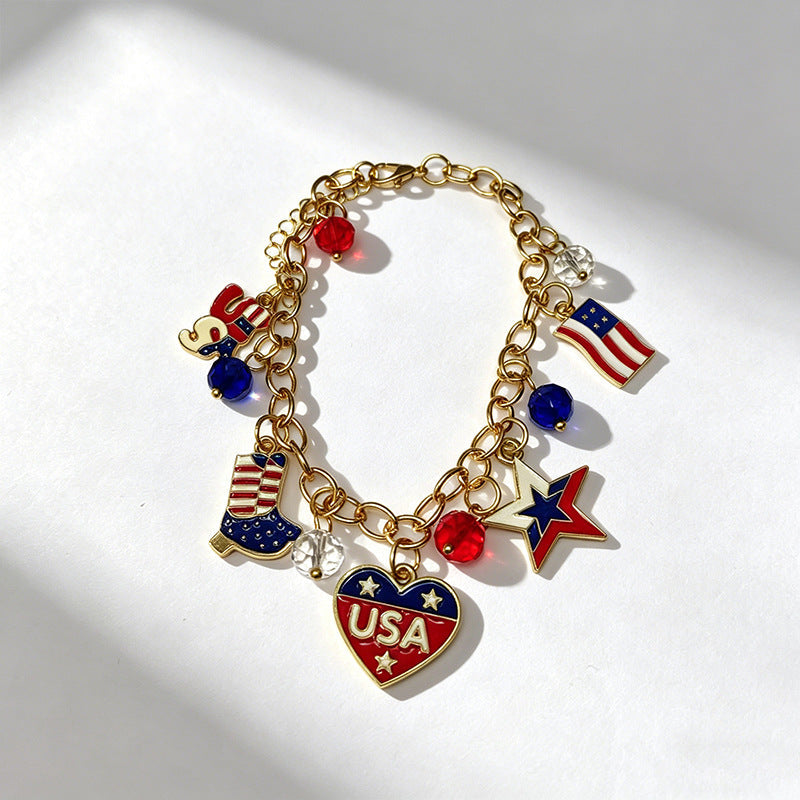 Flag Pattern Tassel Choker — necklace, view 3
