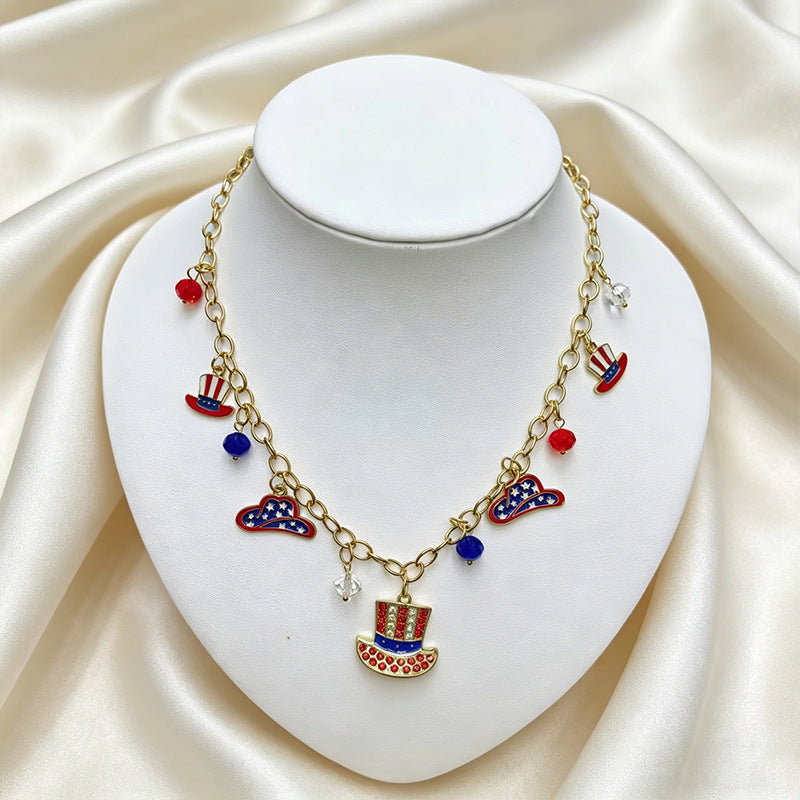 Flag Pattern Tassel Choker — necklace, view 4