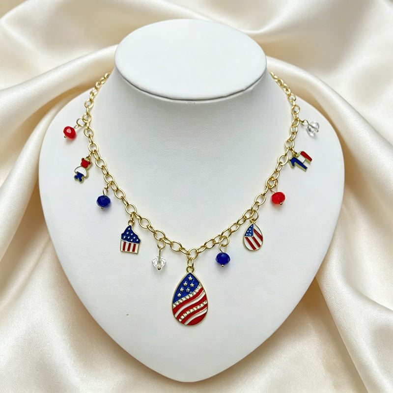Flag Pattern Tassel Choker — necklace, view 5