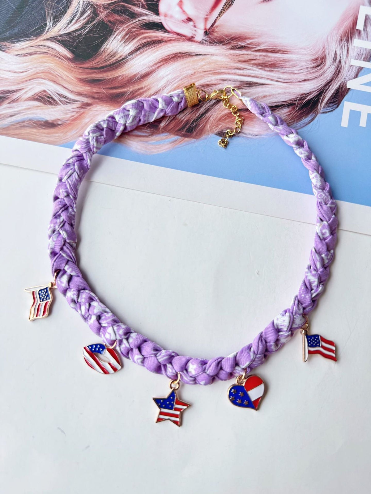 Woven Flag Tassel Choker — necklace, view 3