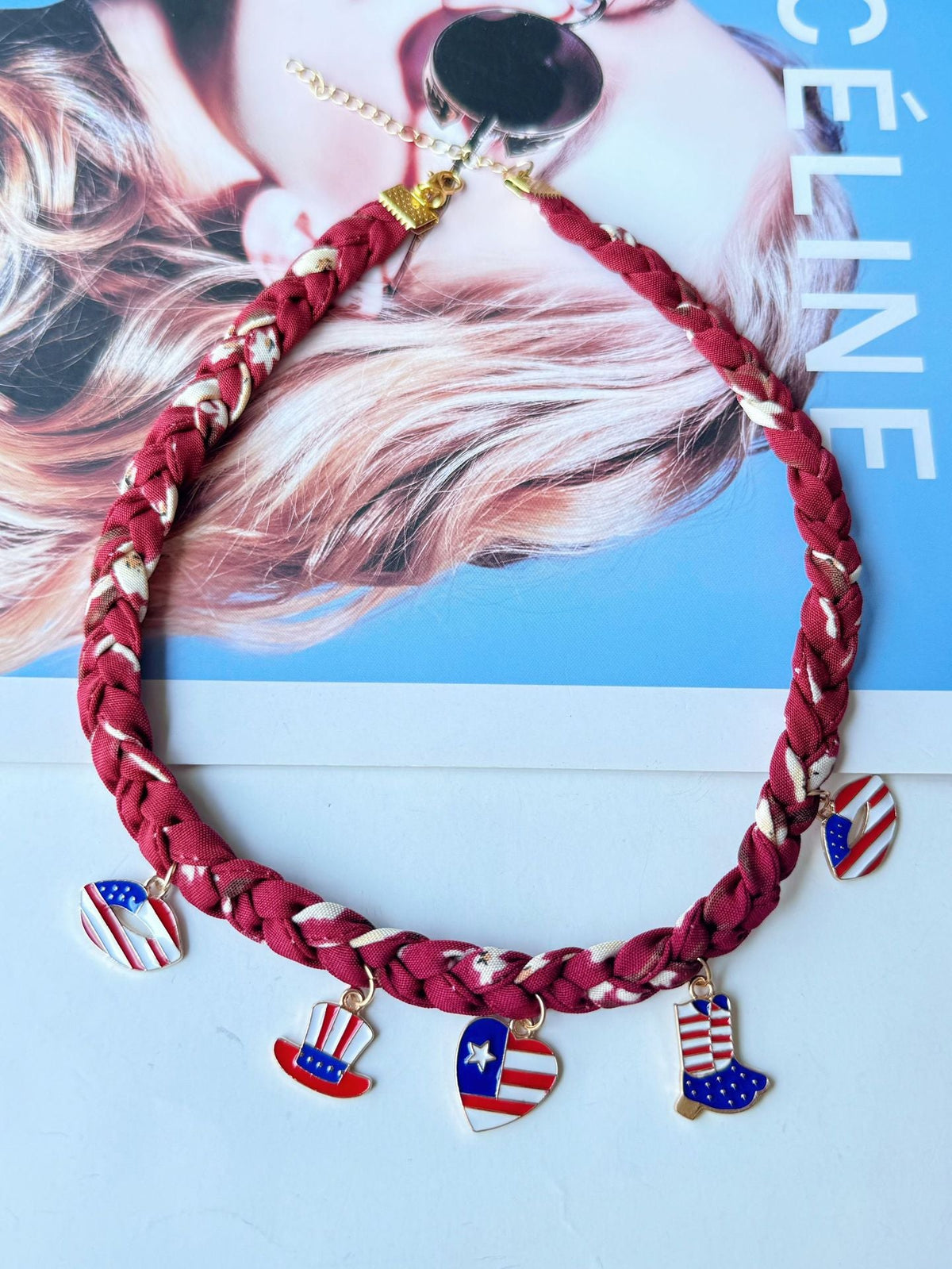 Woven Flag Tassel Choker — necklace, view 4