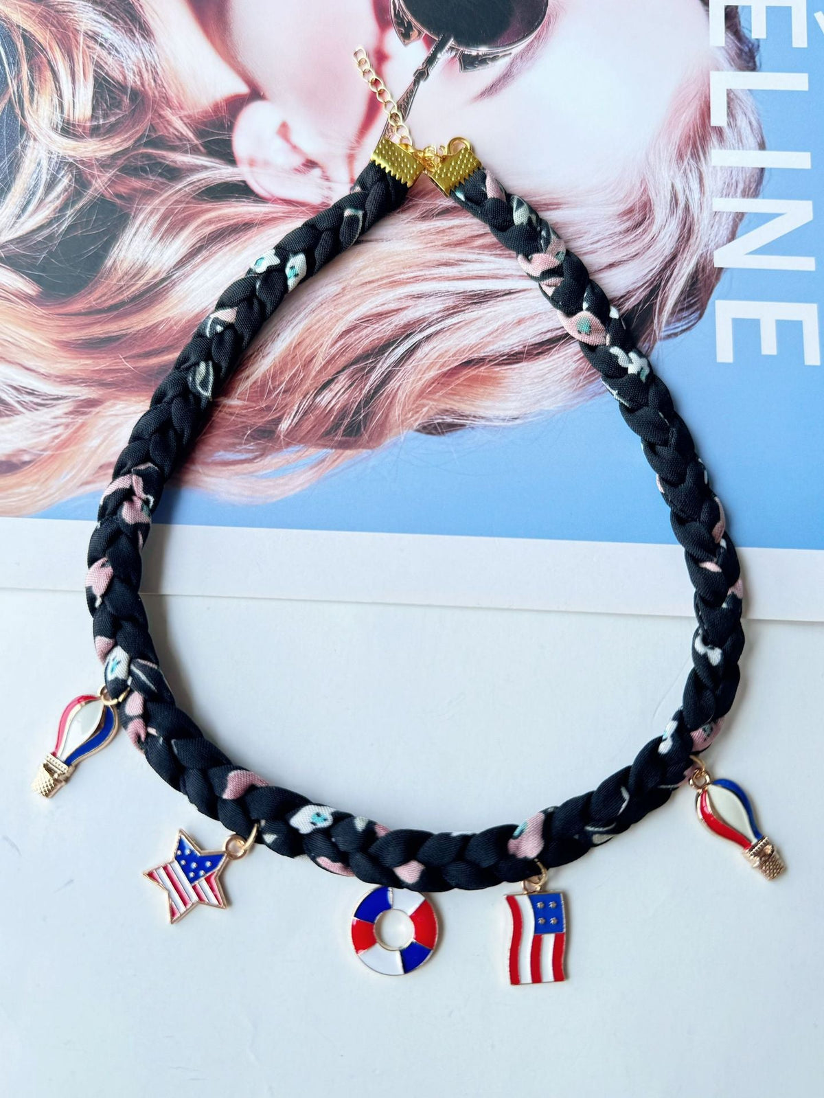 Woven Flag Tassel Choker — necklace, view 5