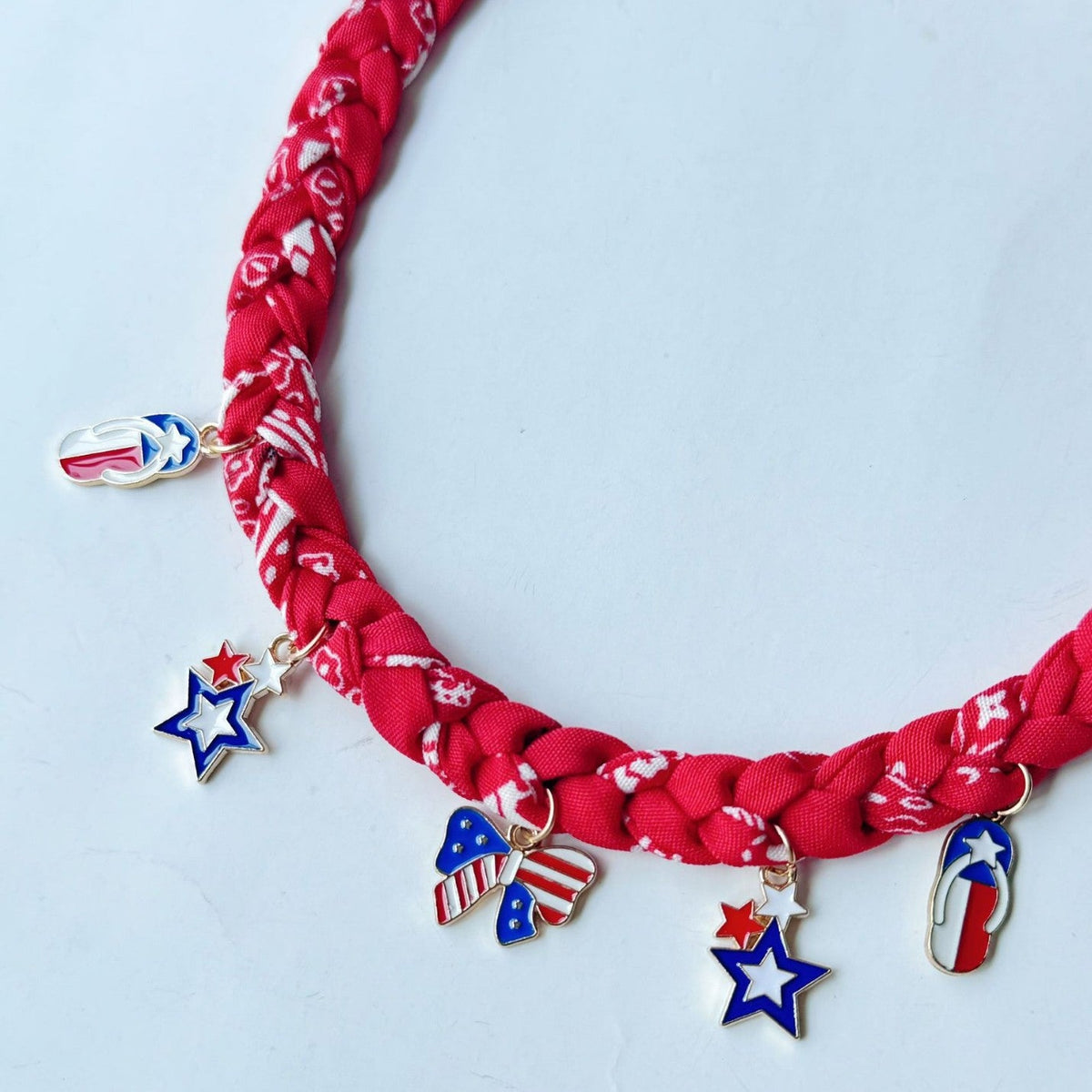 Woven Flag Pendant Choker — red necklace, view 5