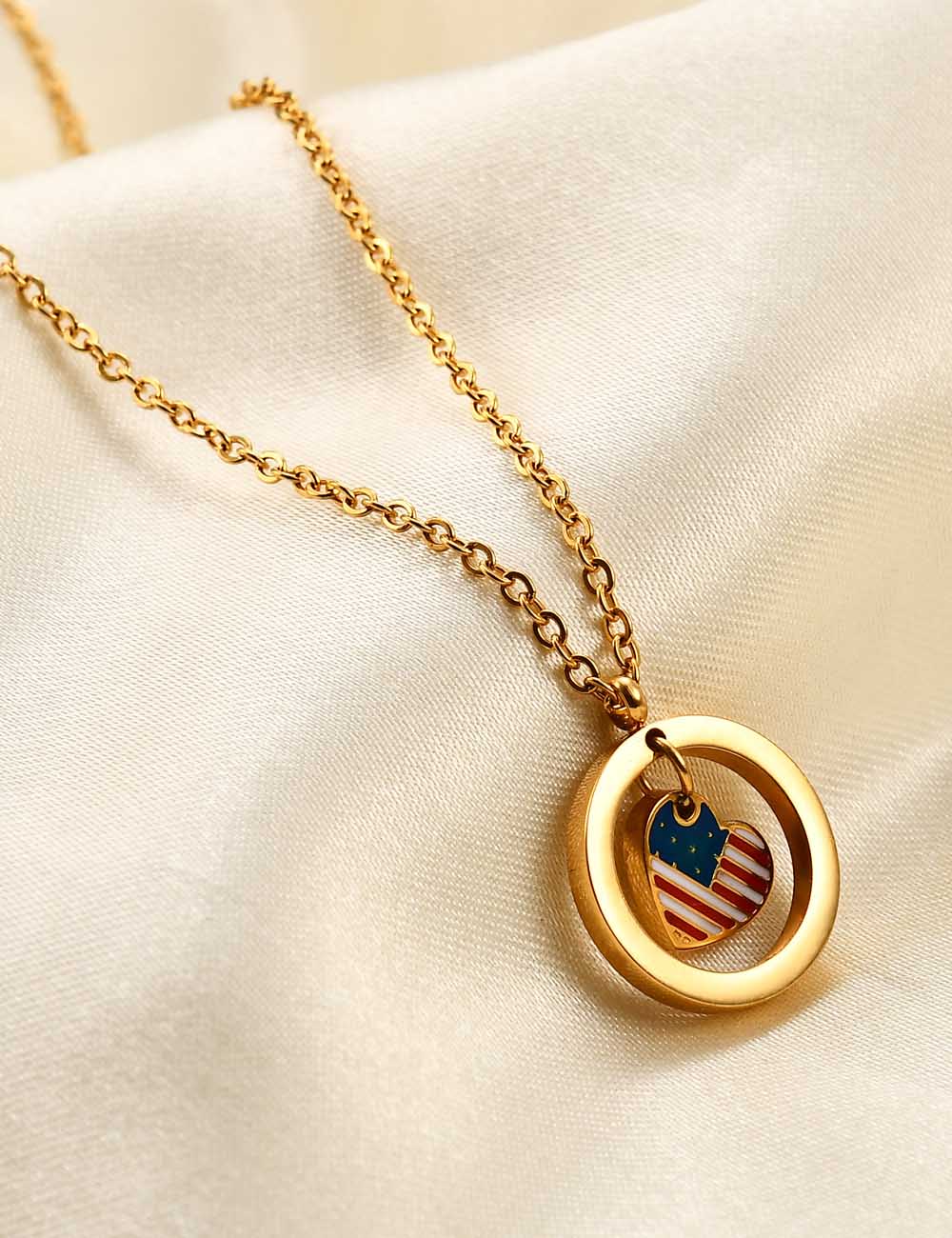 USA Flag Heart Pendant Necklace — necklace
