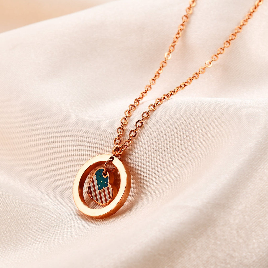 USA Flag Heart Pendant Necklace — necklace, view 4