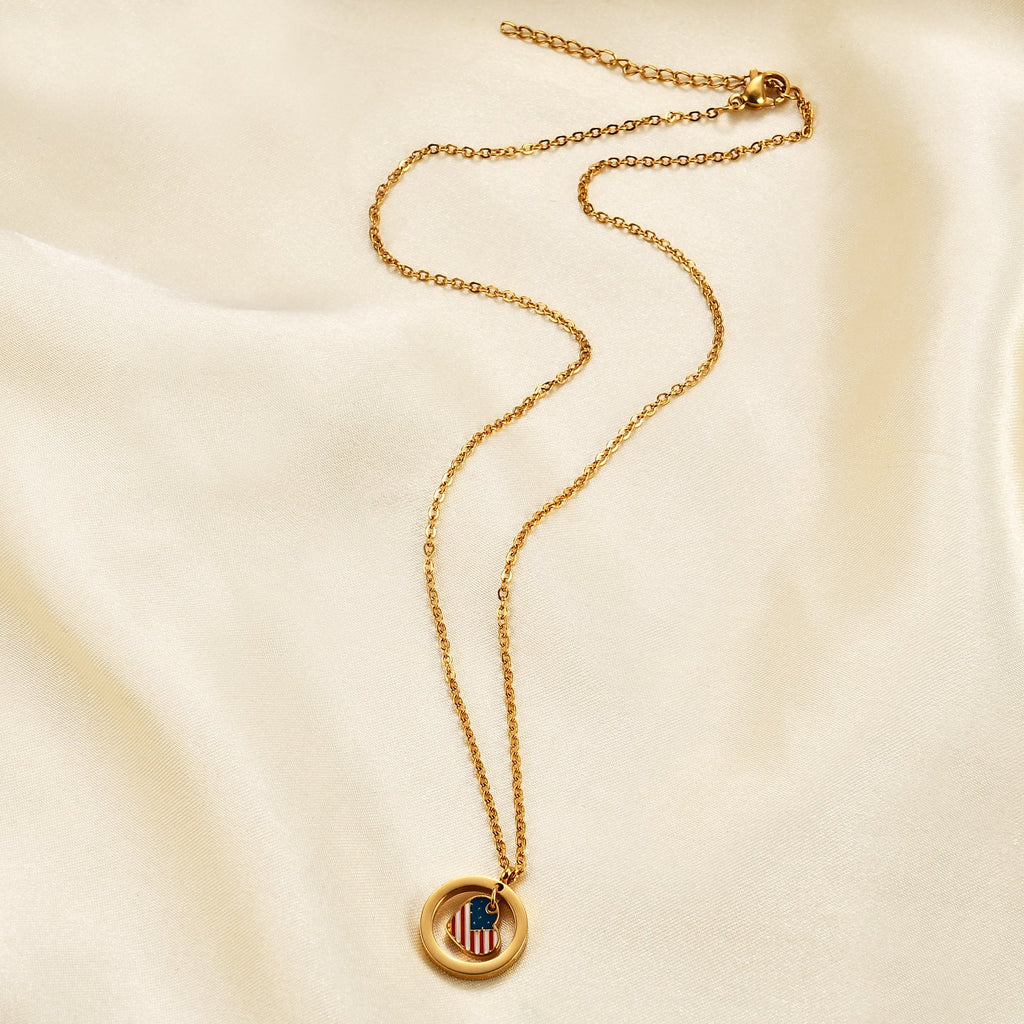 USA Flag Heart Pendant Necklace — necklace, view 6