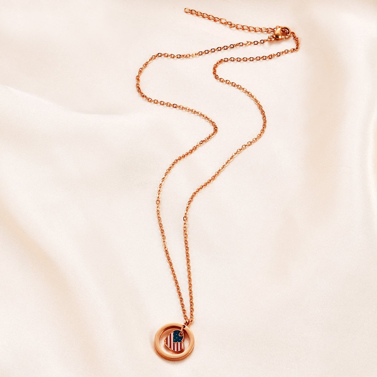 USA Flag Heart Pendant Necklace — necklace, view 7