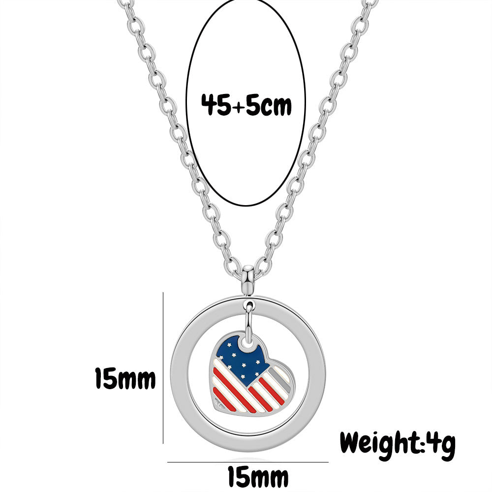 USA Flag Heart Pendant Necklace — necklace, view 8