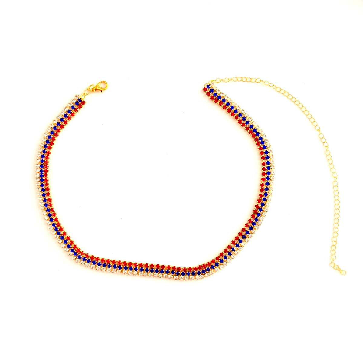 USA Flag Sparkling Choker Necklace — necklace, view 3