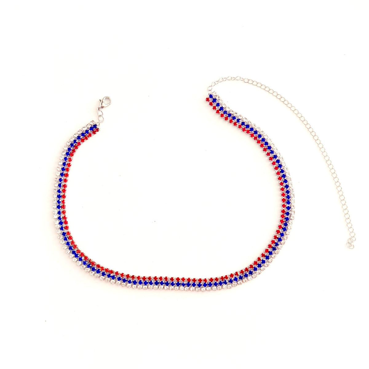 USA Flag Sparkling Choker Necklace — necklace, view 4