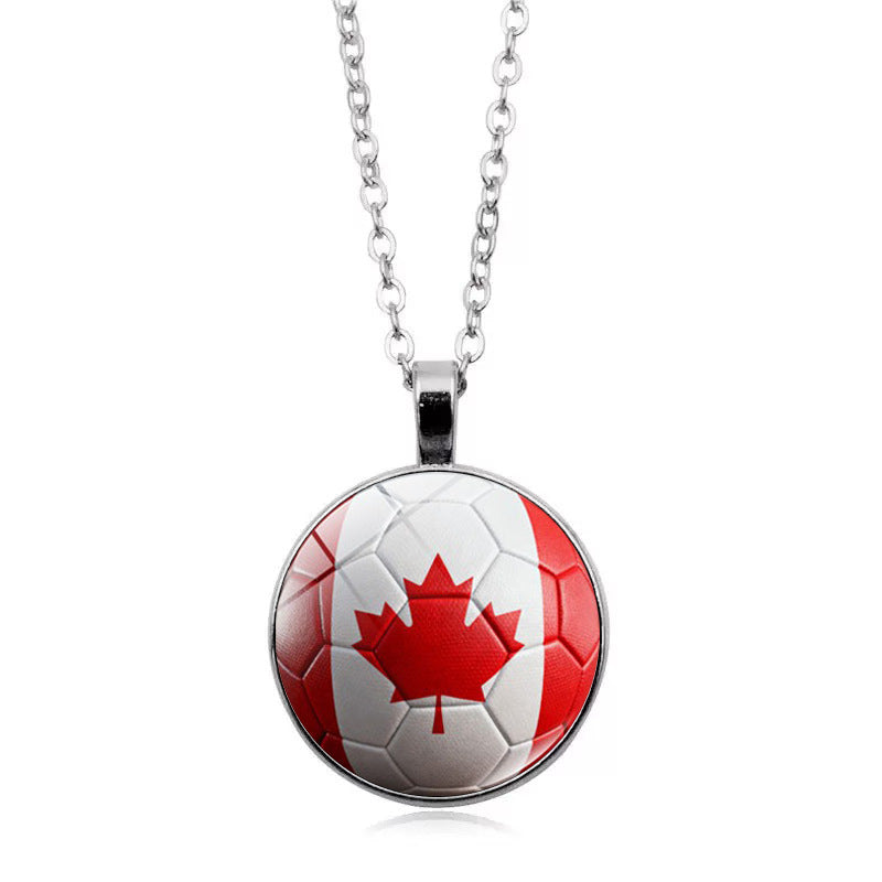 Flag Football Pendant Necklace — necklace, view 2