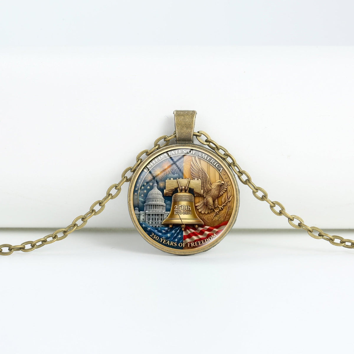 Round Flag Pattern Choker — copper necklace, view 4