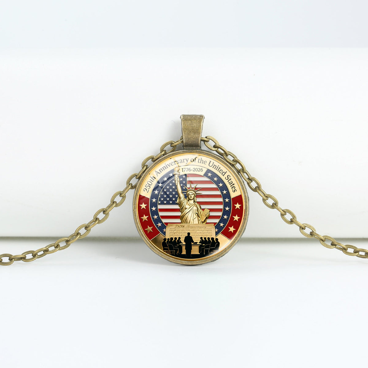 Round Flag Pattern Choker — copper necklace, view 8