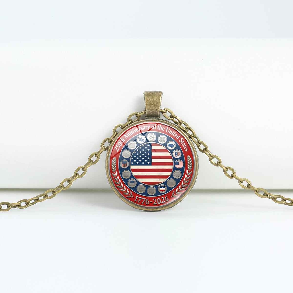 Round Flag Pattern Choker — copper necklace, view 36