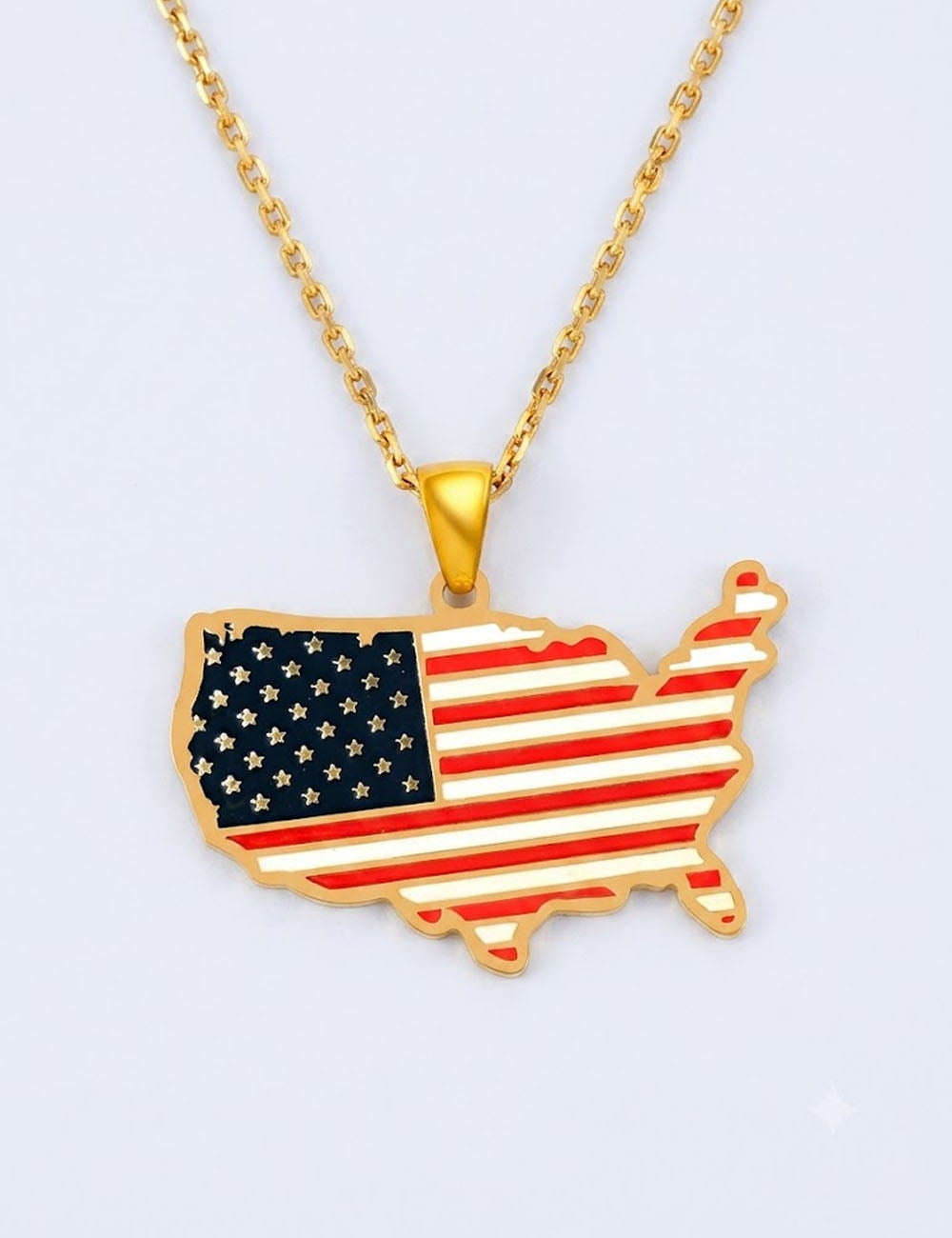 USA Map Pendant Necklace — gold necklace