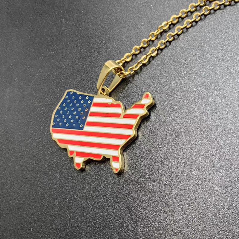USA Map Pendant Necklace — gold necklace, view 2