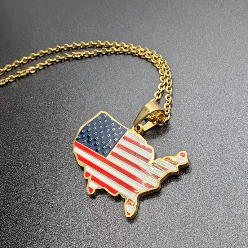 USA Map Pendant Necklace — gold necklace, view 3