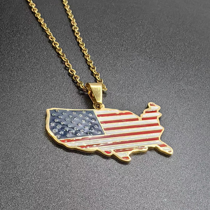 USA Map Pendant Necklace — gold necklace, view 4