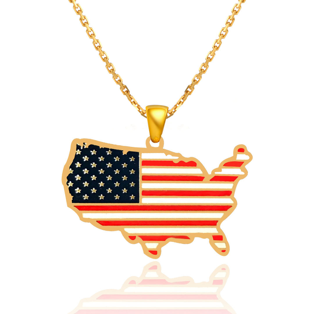 USA Map Pendant Necklace — gold necklace, view 5