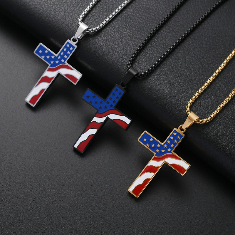 Flag Pattern Cross Choker — necklace, view 2