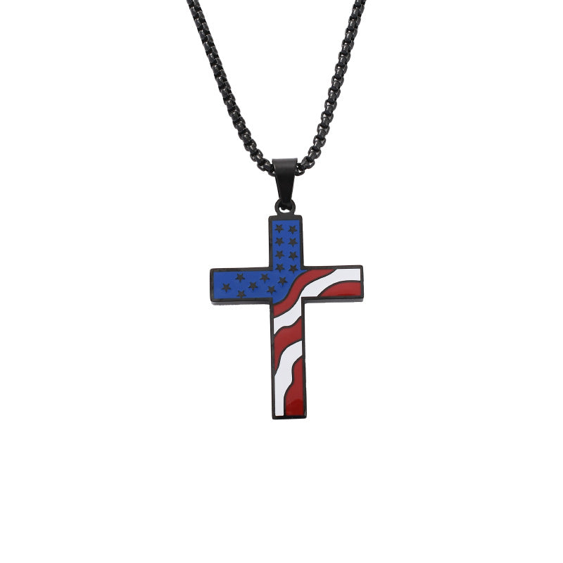 Flag Pattern Cross Choker — necklace, view 3