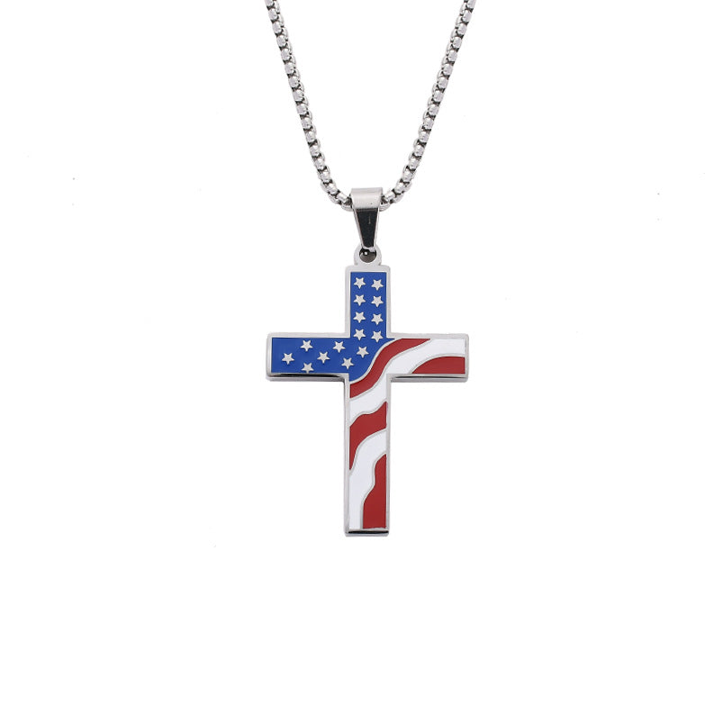 Flag Pattern Cross Choker — necklace, view 4