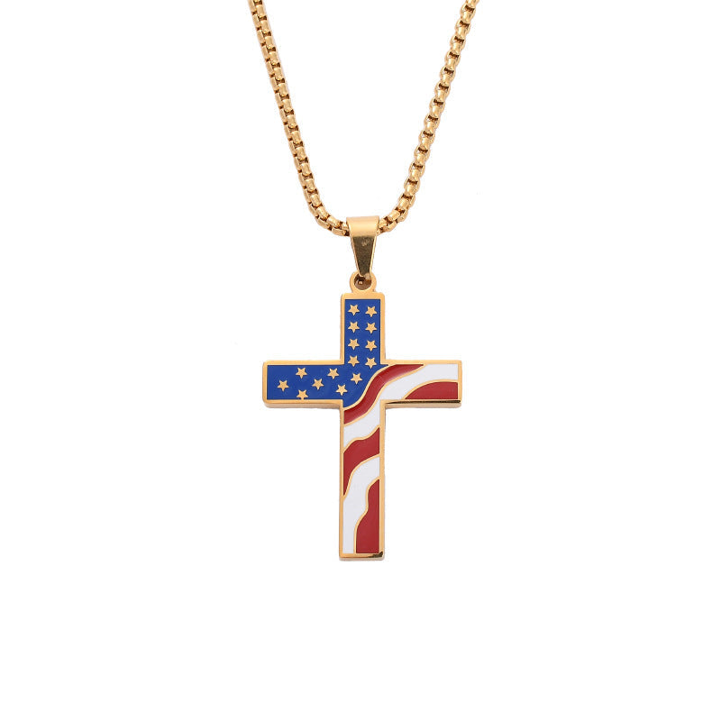 Flag Pattern Cross Choker — necklace, view 5
