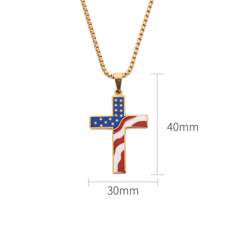 Flag Pattern Cross Choker — necklace, view 6
