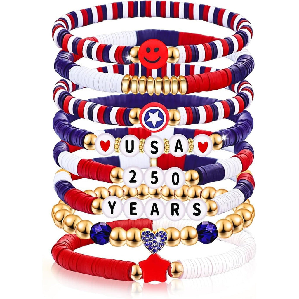 American Flag Heart Bead Bracelet — bracelet, view 6