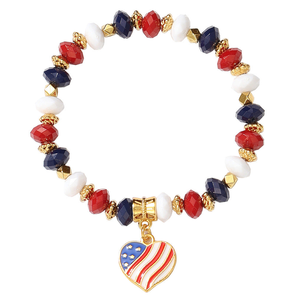 American Flag Heart Bead Bracelet — bracelet, view 7